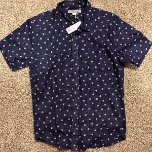 Outerknown Dark Blue Button Down Shirt with White Pattern